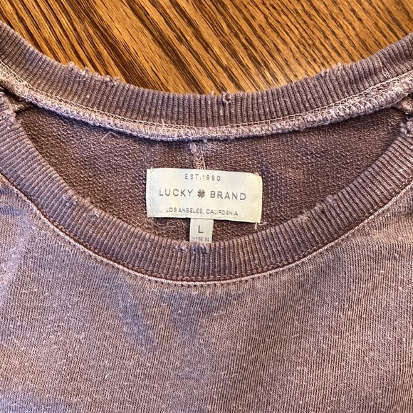 Lucky Brand distressed cold shoulder purple sweatshirt - Picture 4 of 6